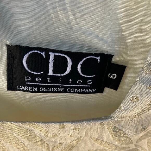 CDC Petites Gold Bamboo Print Shimmer Dress Size 6 - Picture 2 of 5